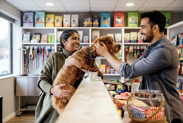 A Dog Owner speaking to a Pet Business Owner